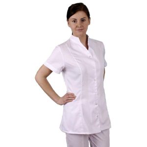 Żakiet kosmetyczny ze stójką rękaw krótki